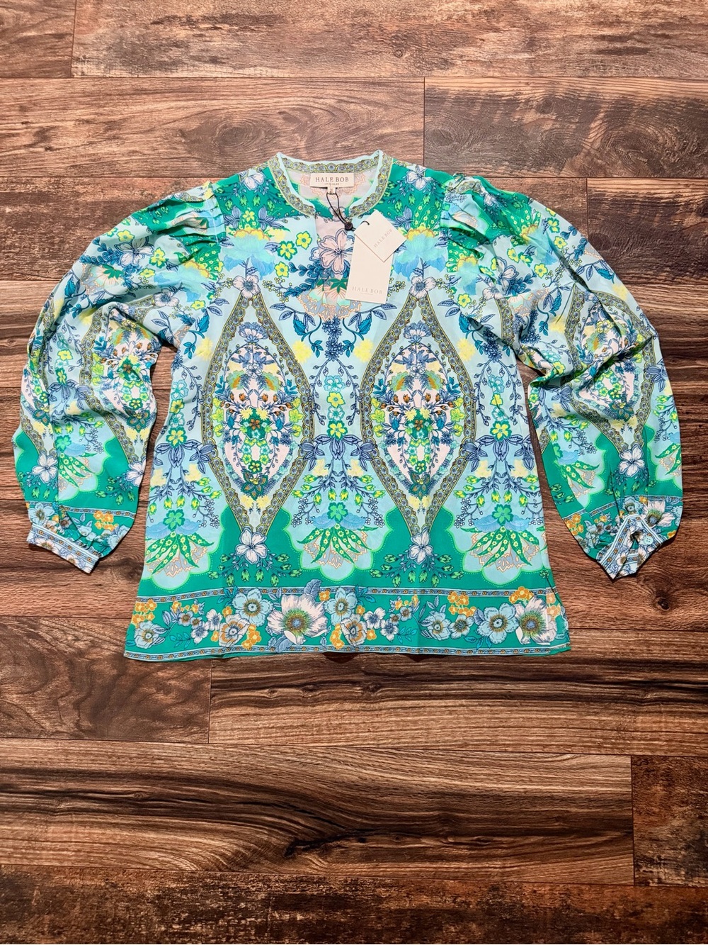 Hale Bob Madison Silk long sleeve Blouse size medium